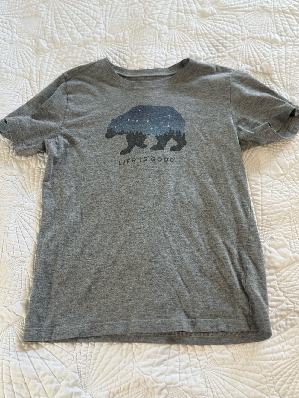 Life Is Good Kids' Gray Tee with Navy Bear Graphic